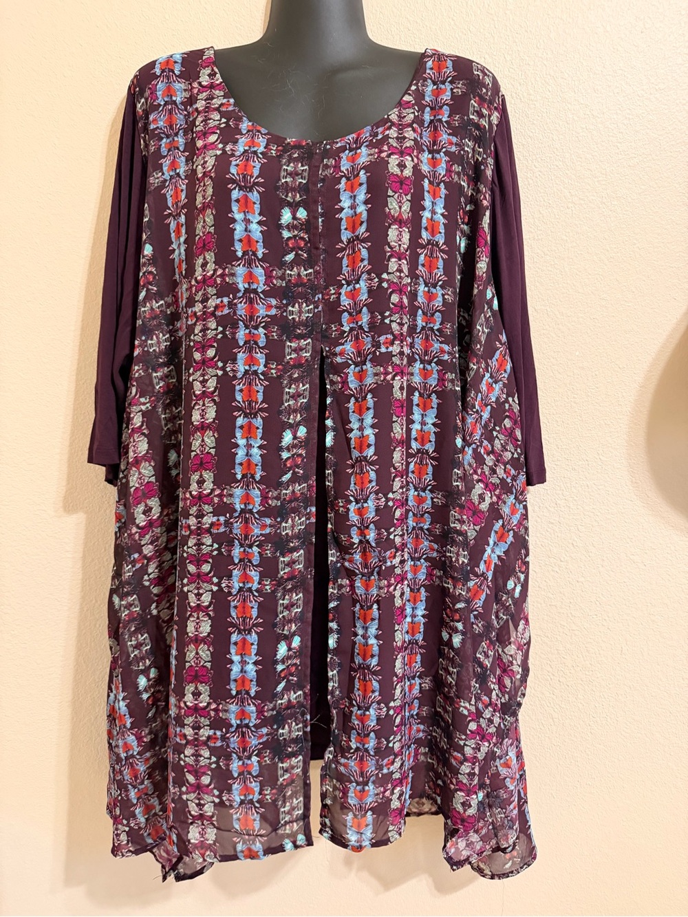 Avenue Plum Multi-Stripe Floral Scoop Tunic